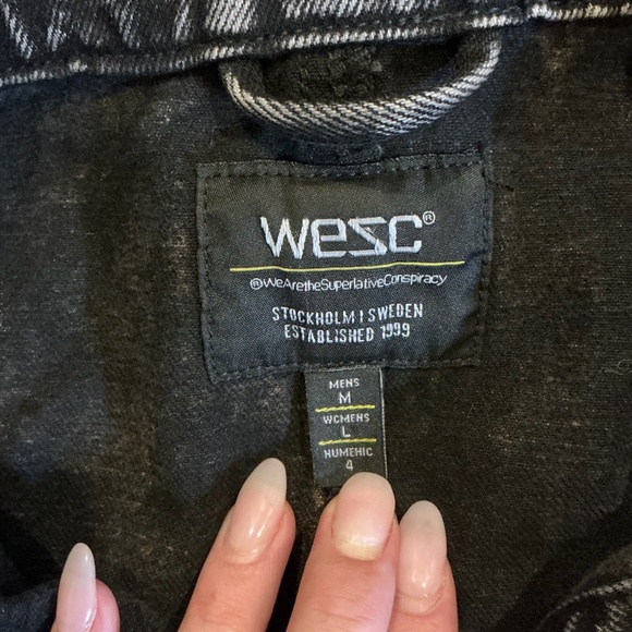 WeSC Acid Wash Denim Chore Jacket Black Unisex Size M - Picture 5 of 9